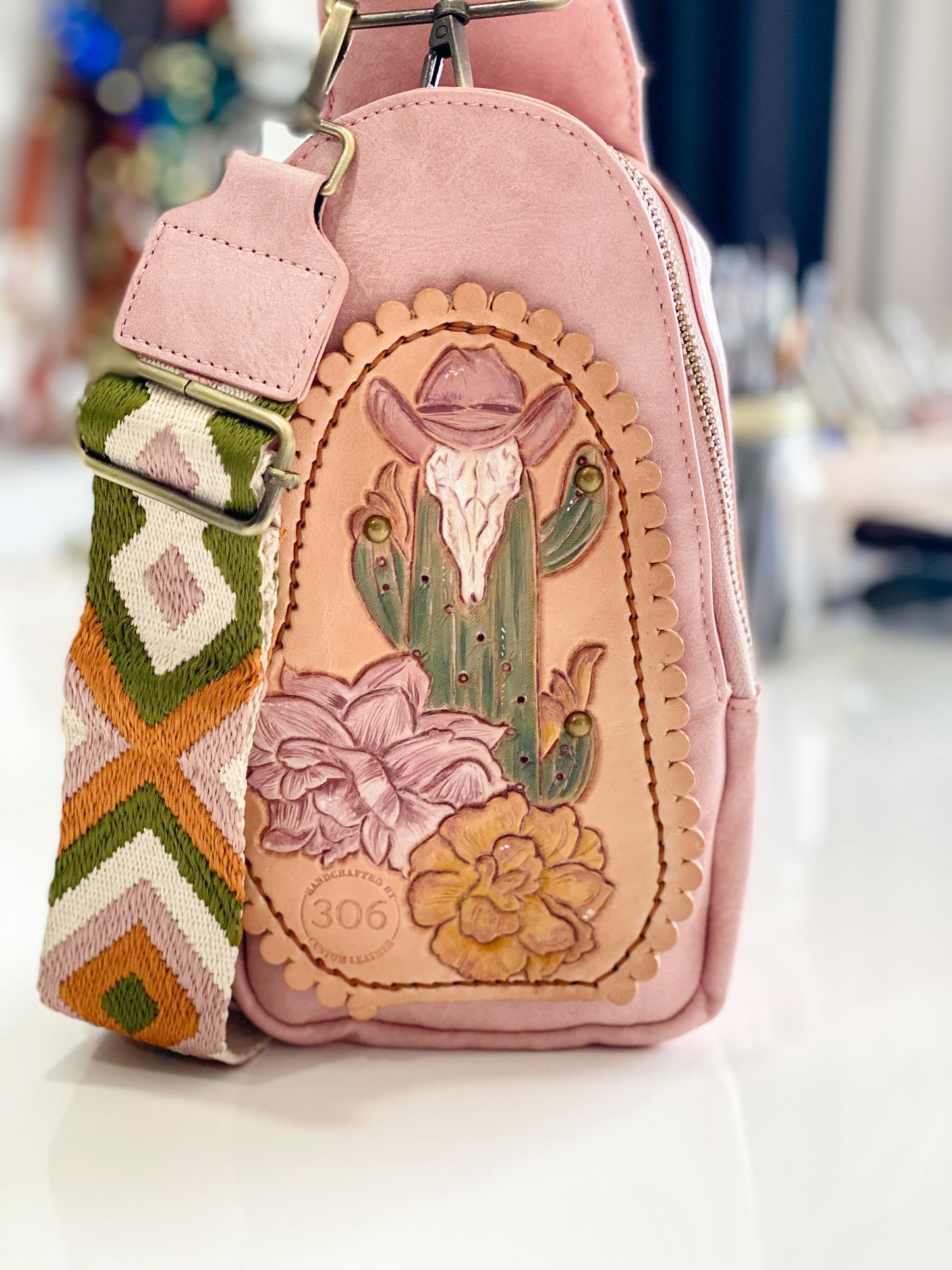 Small Sling Bag - Pastel Pink Rose